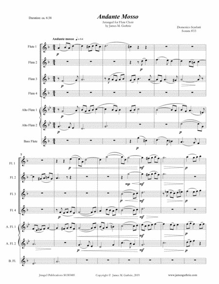 Scarlatti Andante Mosso For Flute Choir Sheet Music