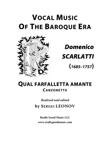 Scarlatti Domenico Qual Farfalletta Amante Canzonetta For Voice And Piano A Minor Sheet Music