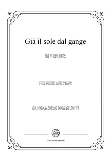 Scarlatti Gi Il Sole Dal Gange In A Major For Voice And Piano Sheet Music