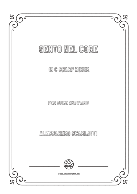 Scarlatti Sento Nel Core In C Sharp Minor For Voice And Piano Sheet Music