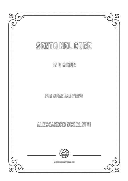 Free Sheet Music Scarlatti Sento Nel Core In G Minor For Voice And Piano