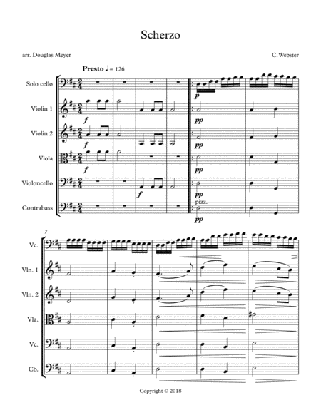 Scherzo For Cello And String Orchestra In D Major Score And Parts Sheet Music