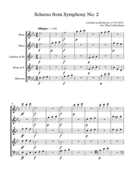 Scherzo For Woodwind Quintet Sheet Music