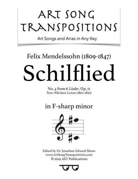 Schilflied Op 71 No 4 F Sharp Minor Sheet Music