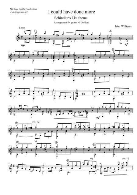 Free Sheet Music Schindlers List Theme