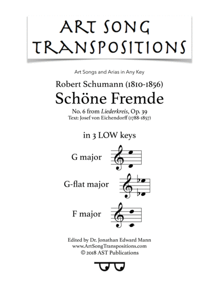 Schne Fremde Op 39 No 6 In 3 Low Keys G G Flat F Major Sheet Music