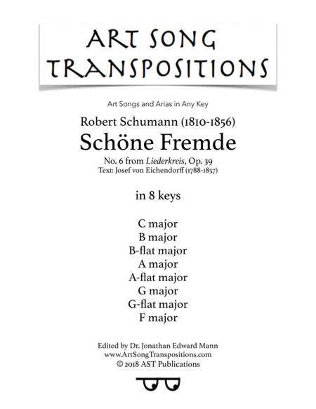 Schne Fremde Op 39 No 6 In 8 Keys C B B Flat A A Flat G G Flat F Major Sheet Music