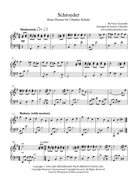 Free Sheet Music Schroeder From Peanuts