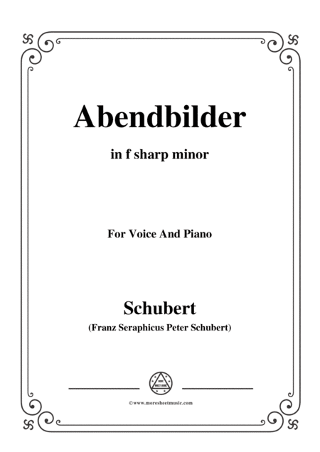 Schubert Abendbilder Nocturne D 650 In F Sharp Minor For Voice Piano Sheet Music