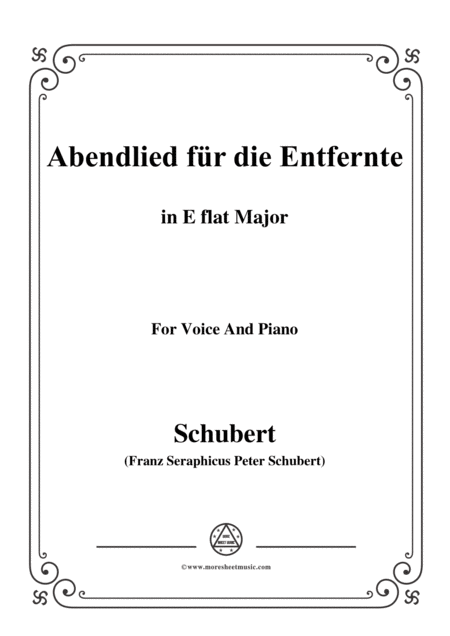 Free Sheet Music Schubert Abendlied Fr Die Entfernte Op 88 In E Flat Major For Voice Piano