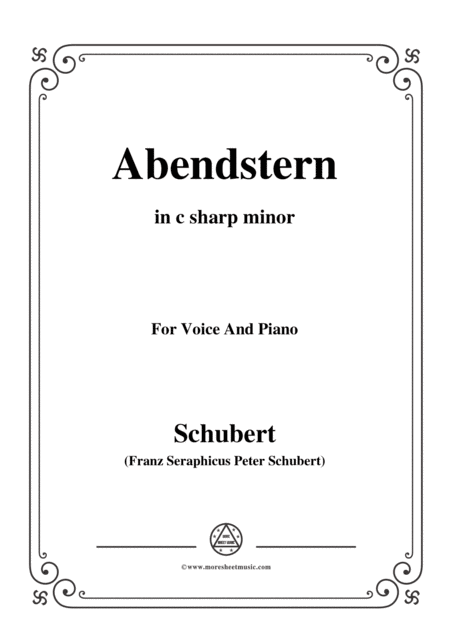 Schubert Abendstern In C Sharp Minor For Voice Piano Sheet Music