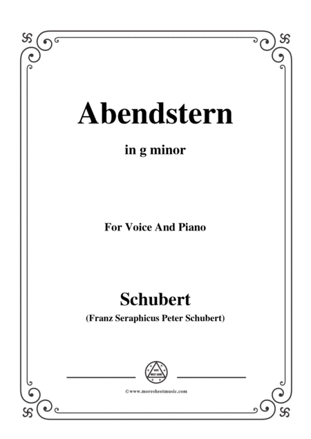 Free Sheet Music Schubert Abendstern In G Minor For Voice Piano