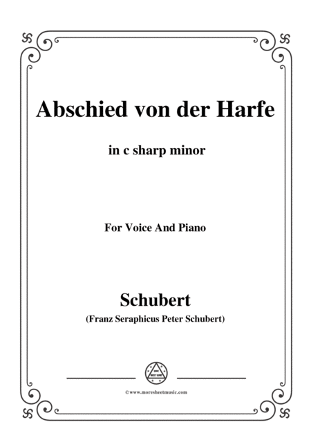 Schubert Abschied Von Der Harfe In C Sharp Minor For Voice Piano Sheet Music