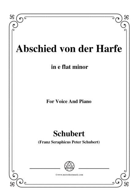 Free Sheet Music Schubert Abschied Von Der Harfe In E Flat Minor For Voice Piano