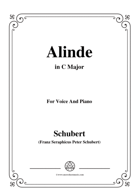 Schubert Alinde In C Major Op 81 No 1 For Voice And Piano Sheet Music