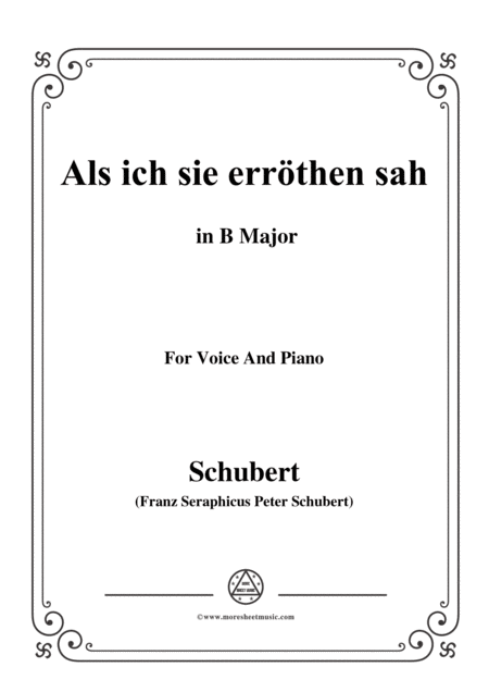 Schubert Als Ich Sie Errothen Sah In B Major For Voice And Piano Sheet Music