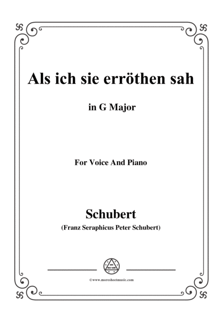Free Sheet Music Schubert Als Ich Sie Errothen Sah In G Major For Voice And Piano