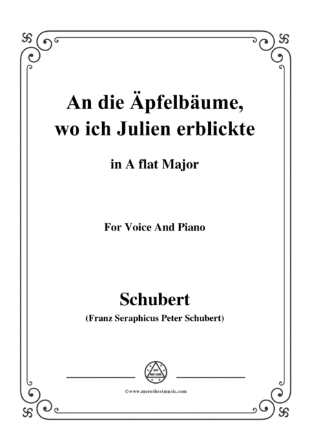 Schubert An Die Apfelbume Wo Ich Julien Erblickte In A Flat Major For Voice And Piano Sheet Music