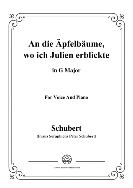 Free Sheet Music Schubert An Die Apfelbume Wo Ich Julien Erblickte In G Major For Voice And Piano