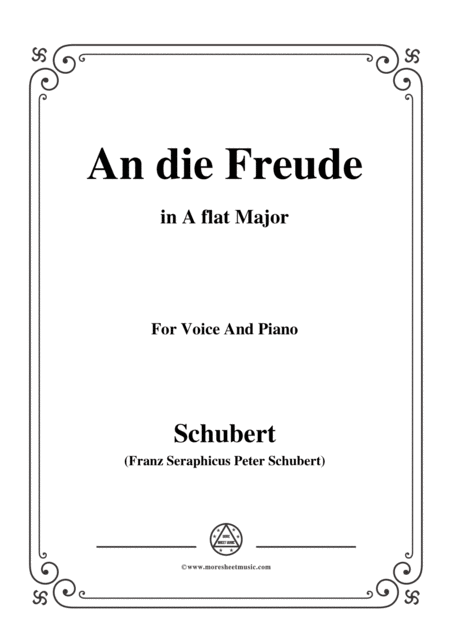 Schubert An Die Freude Op 111 No 1 In A Flat Major For Voice Piano Sheet Music