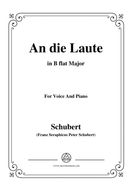 Free Sheet Music Schubert An Die Laute Op 81 No 2 In B Flat Major For Voice Piano