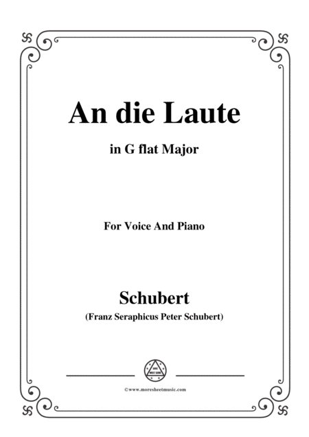 Free Sheet Music Schubert An Die Laute Op 81 No 2 In G Flat Major For Voice Piano