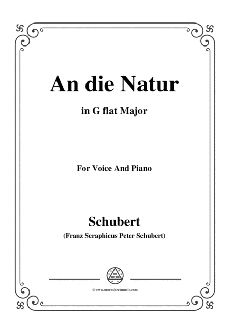 Schubert An Die Natur In G Flat Major For Voice Piano Sheet Music