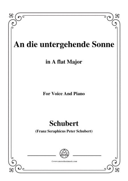 Free Sheet Music Schubert An Die Untergehende Sonne Op 44 In A Flat Major For Voice Piano