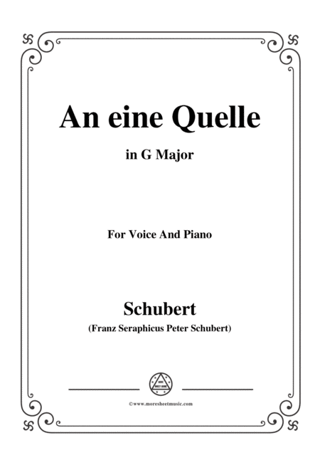 Schubert An Eine Quelle In G Major Op 109 No 3 For Voice And Piano Sheet Music