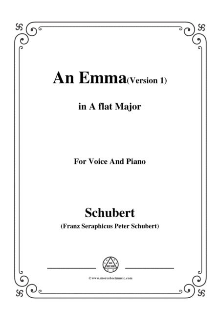 Schubert An Emma 1st Version In A Flat Major For Voice Piano Sheet Music