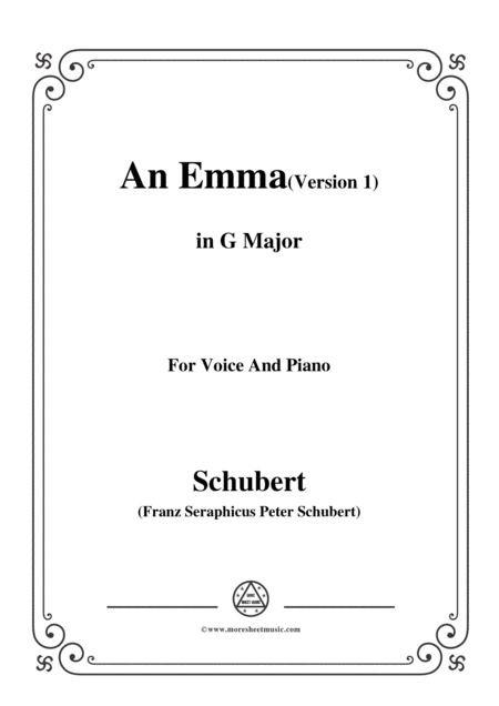 Free Sheet Music Schubert An Emma 1st Version In G Major For Voice Piano