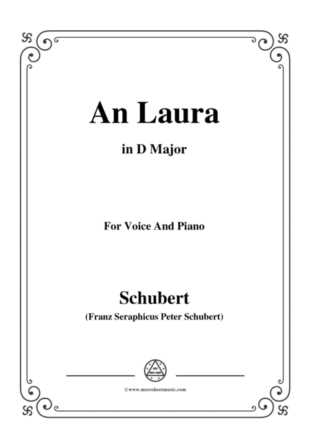 Schubert An Laura In D Major For Voice Piano Sheet Music