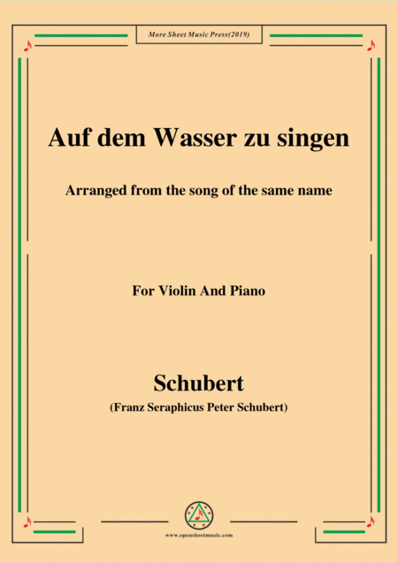 Free Sheet Music Schubert Auf Dem Wasser Zu Singen For Violin And Piano