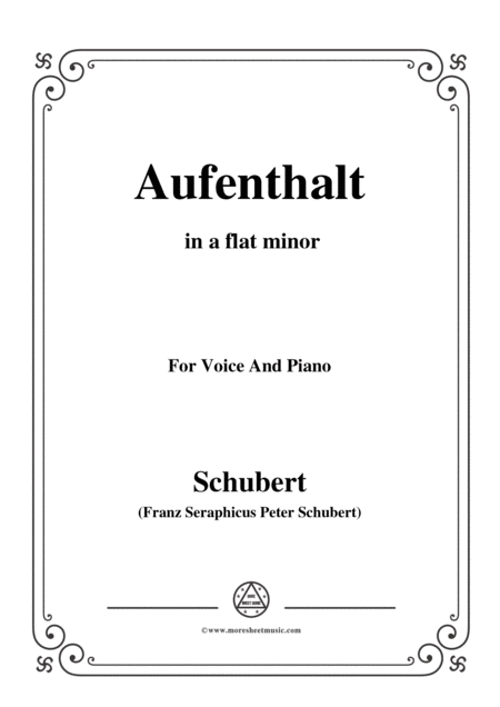 Schubert Aufenthalt In A Flat Minor For Voice Piano Sheet Music