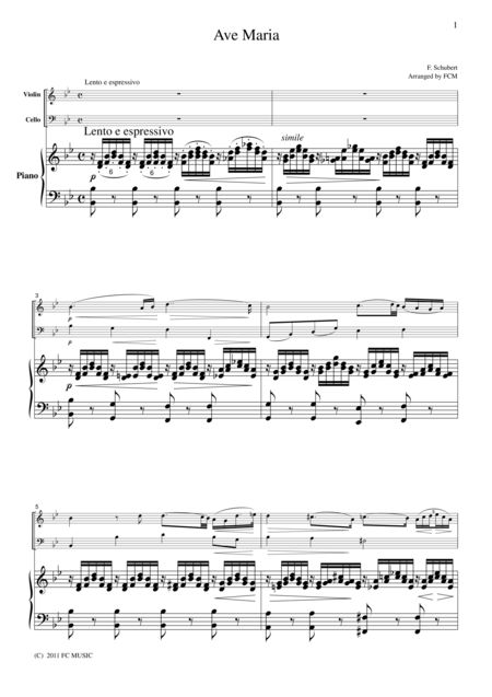 Schubert Ave Maria For Piano Trio Ps101 Sheet Music