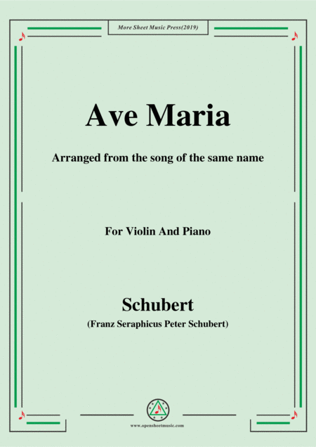 Free Sheet Music Schubert Ave Maria For Violin And Piano