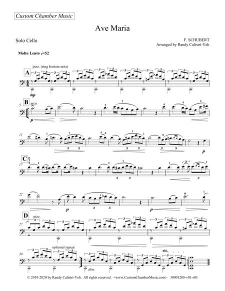 Free Sheet Music Schubert Ave Maria Solo Cello Viola