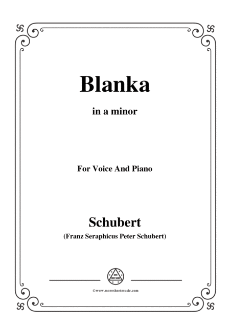 Free Sheet Music Schubert Blanka In A Minor For Voice Piano