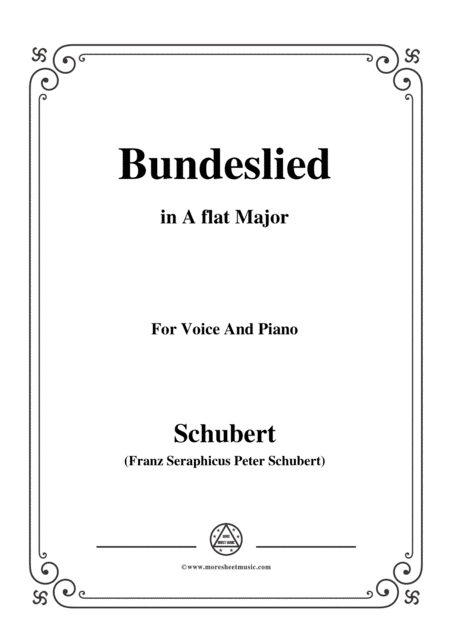 Free Sheet Music Schubert Bundeslied In A Flat Major For Voice Piano