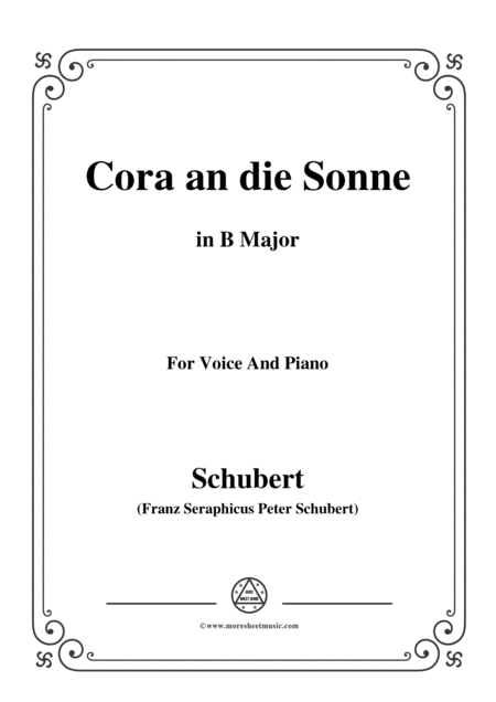 Schubert Cora An Die Sonne In B Major For Voice Piano Sheet Music