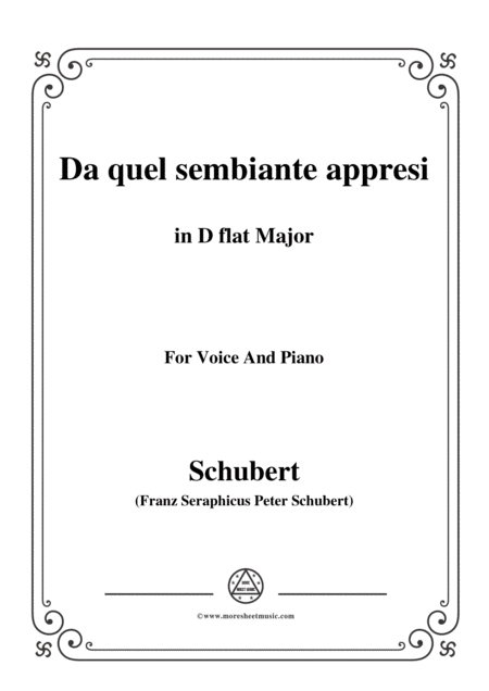 Free Sheet Music Schubert Da Quel Sembiante Appresi In D Flat Major For Voice And Piano