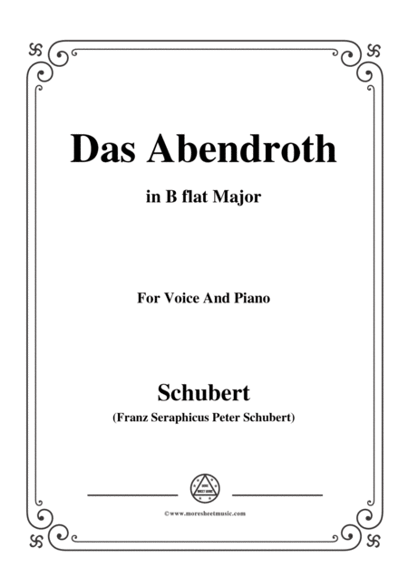 Schubert Das Abendroth In B Flat Major Op 173 No 6 For Voice And Piano Sheet Music