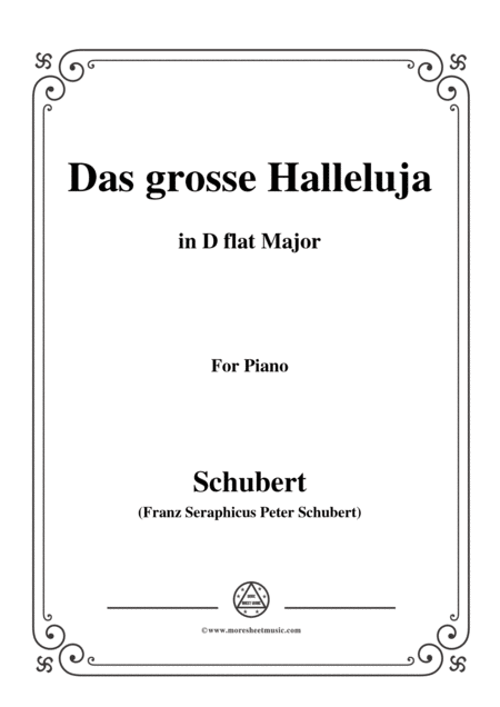 Schubert Das Grosse Halleluja In D Flat Major For Voice And Piano Sheet Music