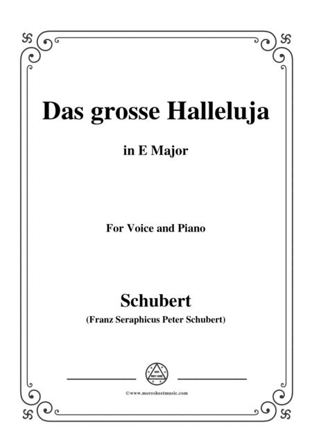 Schubert Das Grosse Halleluja In E Flat Major For Voice And Piano Sheet Music