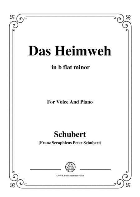 Schubert Das Heimweh Op 79 No 1 In B Flat Minor For Voice And Piano Sheet Music