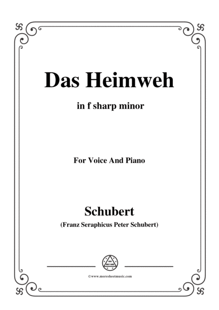 Schubert Das Heimweh Op 79 No 1 In F Sharp Minor For Voice And Piano Sheet Music