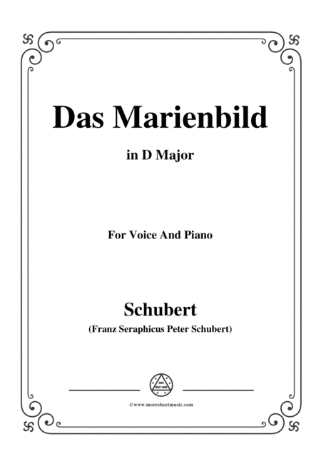 Schubert Das Marienbild In D Major For Voice Piano Sheet Music