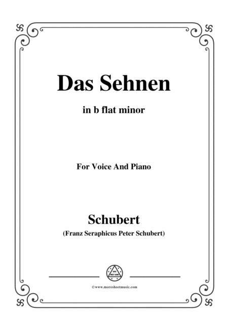 Schubert Das Sehnen Op 172 No 4 In B Flat Minor For Voice Piano Sheet Music