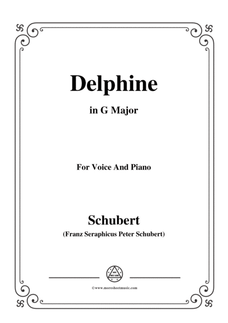 Free Sheet Music Schubert Delphine In G Major For Voice And Piano