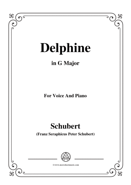 Schubert Delphine In G Major For Voice And Piano Sheet Music